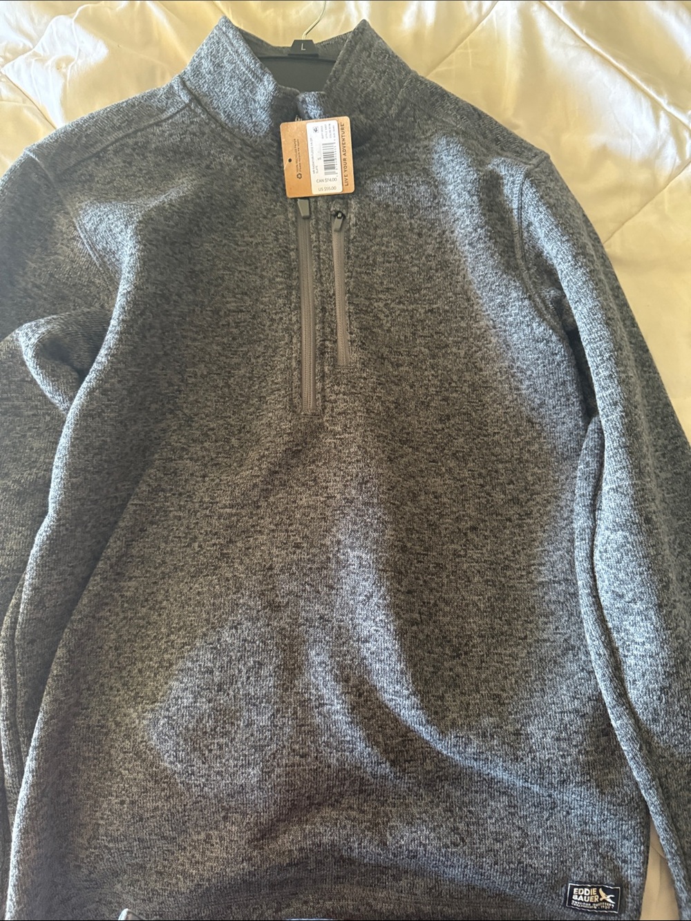 Eddie Bauer Men's Heather Charcoal Half-Zip Pullover